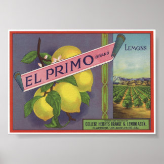 Vintage Old Lemons Fruit Crate Labels Poster