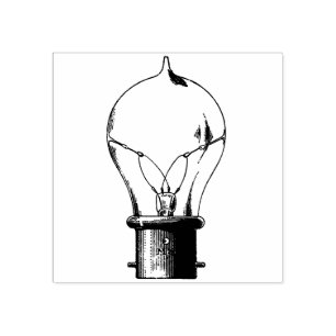 Vintage Old Light Bulb Rubber Stamp  