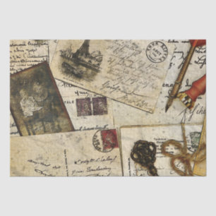 Vintage Old Mail Ephemera Decoupage Tissue Paper