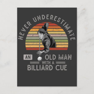 Vintage Old Man Billard Cue Snooker Pool Player Postcard