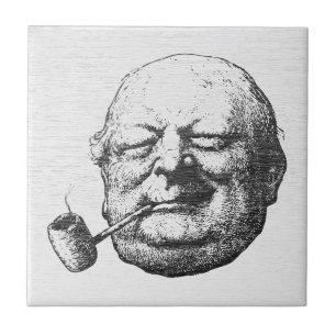 Vintage Old Man Smoking Pipe Tile