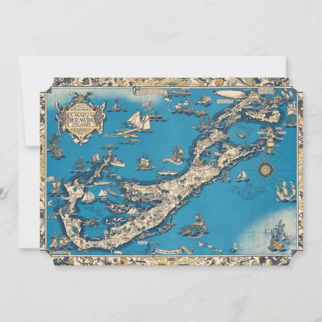 Vintage Old Map of the Bermuda Islands (Front)