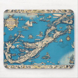 Vintage Old Map of the Bermuda Islands Mouse Mat