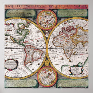 Vintage Old map of the world Poster