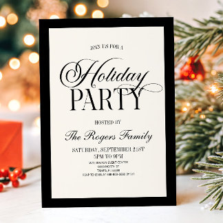 Vintage Old Money Black Beige Holiday Party Invitation
