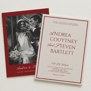 Vintage Old Money Burgundy Wedding Invitation