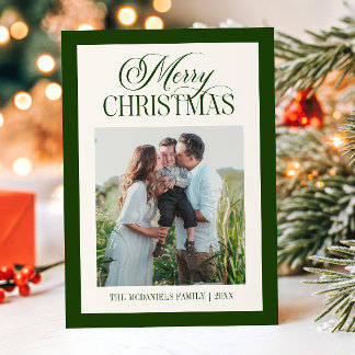 Vintage Old Money Custom Picture Merry Christmas Holiday Card
