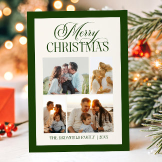 Vintage Old Money Custom Picture Merry Christmas Holiday Card