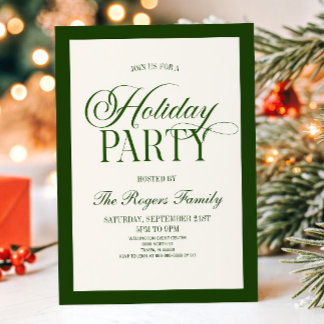 Vintage Old Money Green Beige Holiday Party Invitation