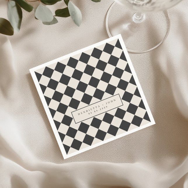 Vintage Old Money Preppy Checkered Retro Wedding Napkin (Creator Uploaded)