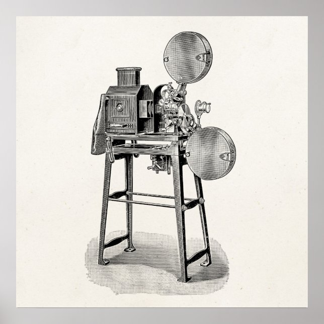 Vintage Old Movie Camera Cinematography Equipment Poster (Front)