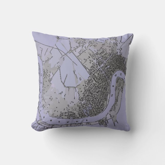 Vintage Old New Orleans Map Cushion (Front)