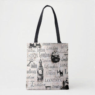 Vintage old newspaper paper London grunge collage Tote Bag