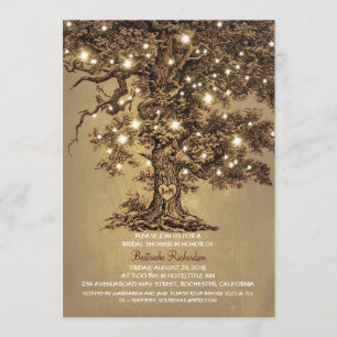 vintage old oak tree rustic bridal shower invitation