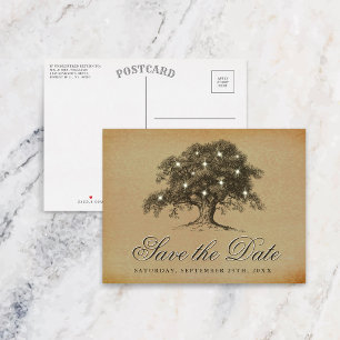 Vintage Old Oak Tree Wedding Save The Date Announcement Postcard