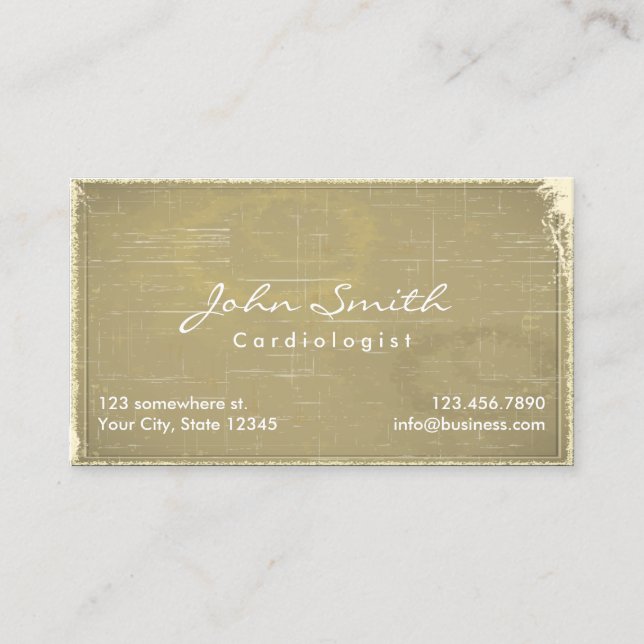 Vintage Old Paper Cardiologist Business Card (Front)