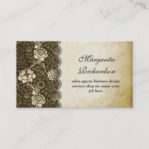vintage old paper floral pattern business cards