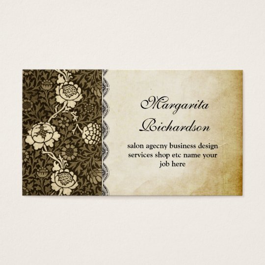 vintage old paper floral pattern business cards