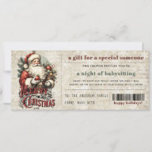 Vintage Old Paper Grunge Christmas Gift Coupon