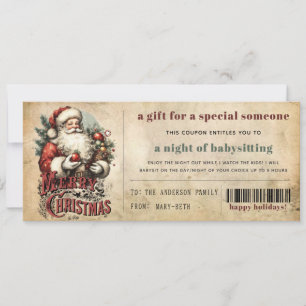 Vintage Old Paper Grunge Christmas Gift Coupon  Holiday Card