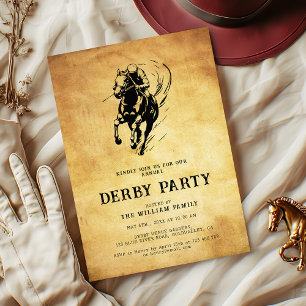Vintage Old Paper Race Horse Derby Party Invitation