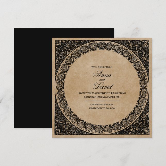 Vintage Old Paper Royal Wedding Invitation (Front/Back)