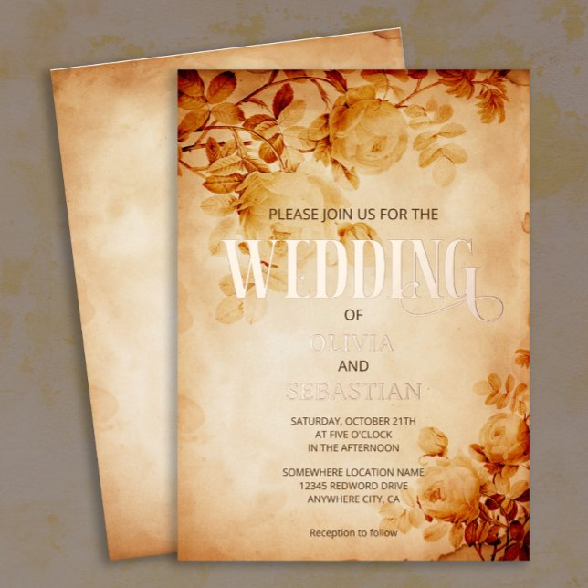 Vintage Old Parchment with Rose Wedding (Creator Uploaded)