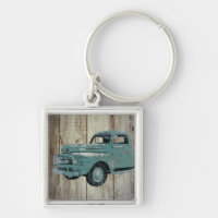 Vintage Old Pickup Truck Rustic Keychain