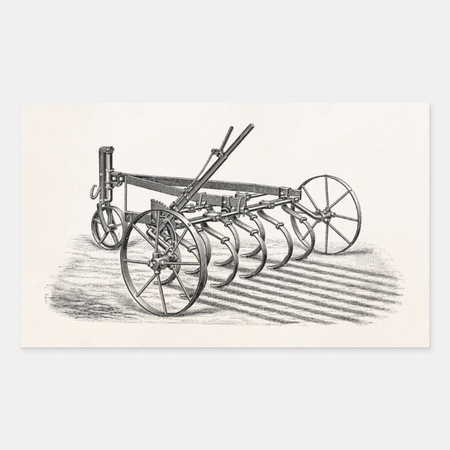 Vintage Old Ploughs Farm Equipment Agriculture Plo Rectangular Sticker (Front)