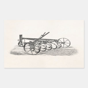 Vintage Old Ploughs Farm Equipment Agriculture Rectangular Sticker