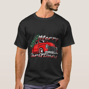 Vintage Old Red Truck Tree Merry Xmas - Red Truck T-Shirt