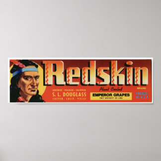 Vintage Old Redskin Indian Fruit Crate Labels Poster