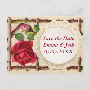 Vintage old rose rustic Victorian Antique Classic Announcement Postcard
