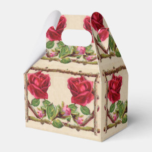 Vintage old rose rustic Victorian Antique Favour Box