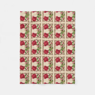 Vintage old rose rustic Victorian Antique Fleece Blanket