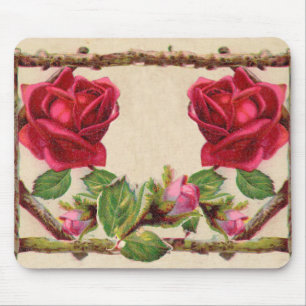 Vintage old rose rustic Victorian Antique Mouse Mat