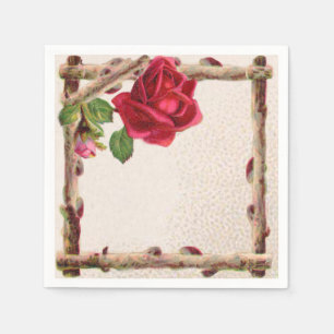 Vintage old rose rustic Victorian Antique Napkin