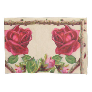 Vintage old rose rustic Victorian Antique Pillowcase