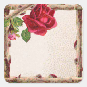 Vintage old rose rustic Victorian Antique Square Sticker