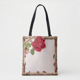Vintage old rose rustic Victorian Antique Tote Bag