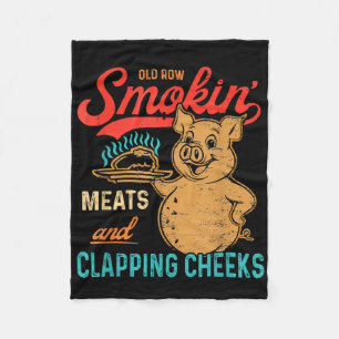 Vintage Old Row Smokin Meats And Clapping Cheeks F Fleece Blanket