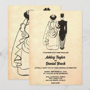 Vintage Old Rustic Ancient Couple Retro Wedding Invitation