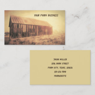 Vintage Old Rustic Brown Barn In Field Sunrise Art Business Card