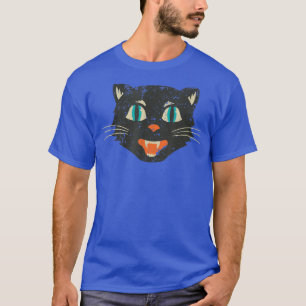 Vintage Old School Black Cat Spooky Scary Hallowee T-Shirt