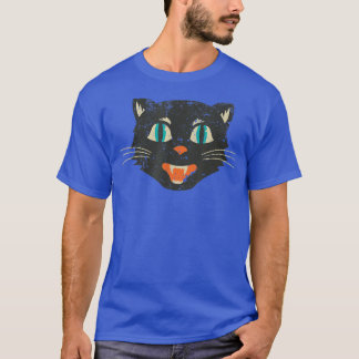 Vintage Old School Black Cat Spooky Scary Hallowee T-Shirt