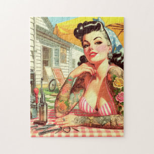 Vintage Old School Pin-up Jigsaw Puzzle
