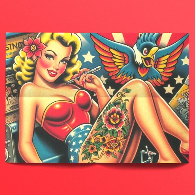 Vintage Old School Tatttoo Pin Up Tissue Paper (Creator Uploaded)