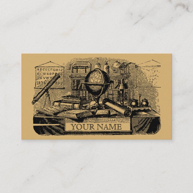 Vintage "Old School" Teacher Template Business Card (Front)