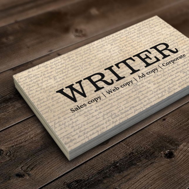 Vintage Old Scripts Freelancing Writer Business Card (Creator Uploaded)