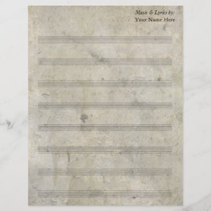 Vintage Old Stained Blank Sheet Music 8 Stave